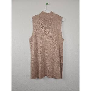 NWT Chicos Shimmer Isabella Mock Sweater Sleeveless High Neck Top Gold
